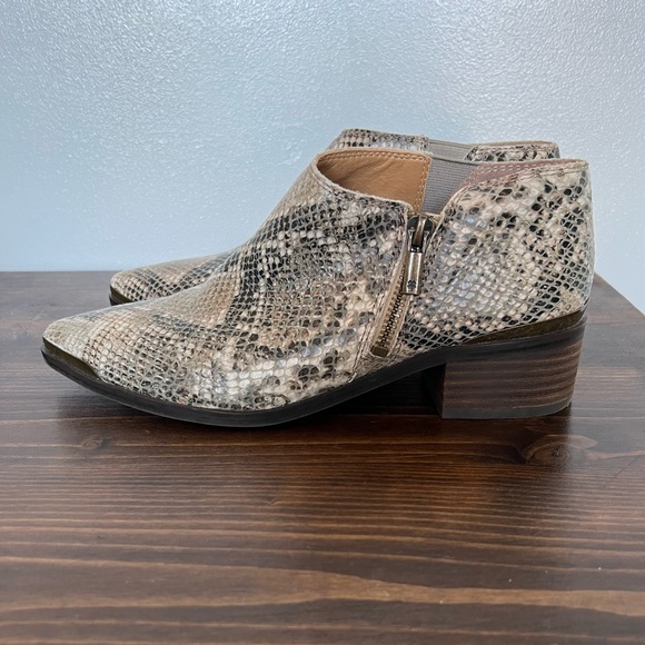 Lucky Brand Faux Snakeskin Heeled Leather Booties Size 7.5 - Picture 1 of 9